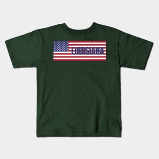 Louisiana State in American Flag Kids T-Shirt